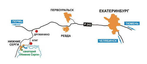 Схема проезда до санатория Нижние Серги